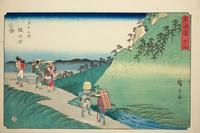 Sakanoshita—No. 49, from the series "Fifty-three Stations of the Tokaido (Tokaido gojusan tsugi)," also known as the Reisho Tokaido autorstwa Utagawa Hiroshige