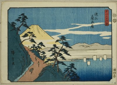 Szczyt Satta w prowincji Suruga (kopalnia Suruga Satta), z cyklu „Trzydzieści sześć widoków na górę Fuji (Fuji sanjurokkei)” autorstwa Utagawa Hiroshige