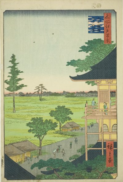 Sazai hala pola rakkan tempe finansowana (gohyaku rakkan sazaid), z serii „Jedno finansowane Ews of Edo farmera autorstwa Utagawa Hiroshige