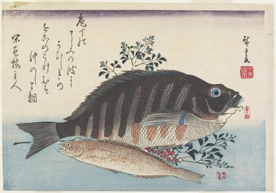 Oddziały dorady, ryby słodkiej i nandiny, ok. 1930 r. 1840 autorstwa Utagawa Hiroshige