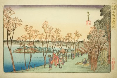 Staw Shinobazu w stawie Kami no Shinobazu, z Teseries autorstwa Utagawa Hiroshige