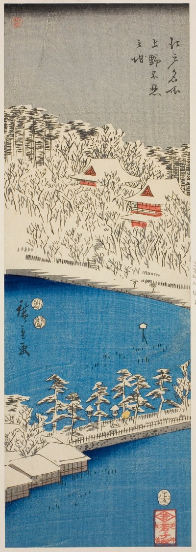 Staw Shinobazu na górze (Staw Shinobu na górze), z Teseries autorstwa Utagawa Hiroshige