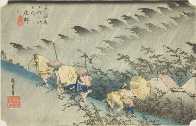 Shono: D-Ring Line (Shono Hakuu), z serii „Pięćdziesiąt trzy S Tokaido Goju-san następnego), autorstwa Utagawa Hiroshige