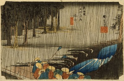 Wiosenny deszcz w Tsuchiyamie autorstwa Utagawa Hiroshige