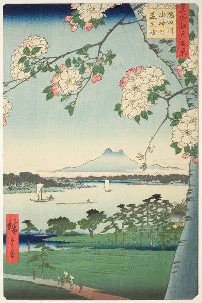 Suijin Shrine draft d first sound te sumida rive r (sumida river suijin no mori first), z serii s ``Ridge d red fan net s views f edo (sto widoków Edo)