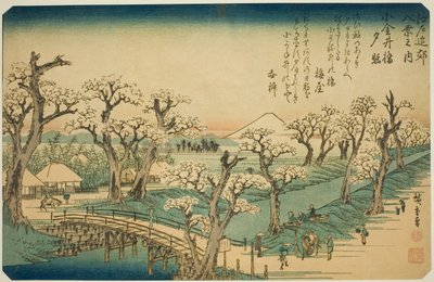 Gow na moście Koganei (punkt kontrolny Koganei-bashi), z serii Te autorstwa Utagawa Hiroshige