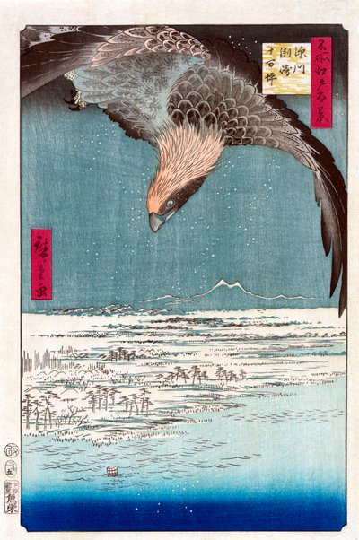 Susaki i równina Jumantsubo w pobliżu Fukagawa, 1856-1858. autorstwa Utagawa Hiroshige