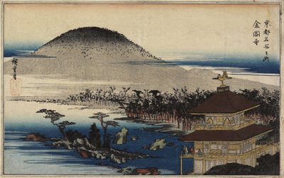 Świątynia Złotego Pawilonu, ok. 1843 r. autorstwa Utagawa Hiroshige