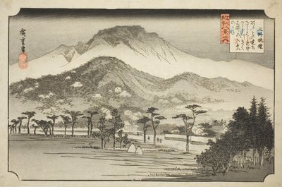 Dzwon wieczorny w Miidera (Mii no bansho), z serii „Osiem widoków w prowincji Omi (Omi hakkei no uchi)” autorstwa Utagawa Hiroshige