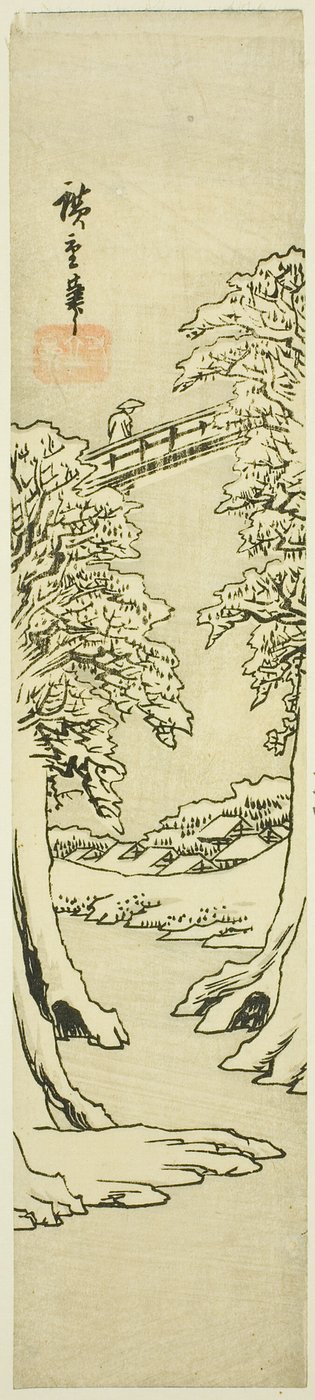 Most Małp w zimie autorstwa Utagawa Hiroshige