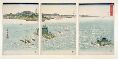 Rapidy Naruto w prowincji Awa, z serii "Śnieg, księżyc i kwiaty", 1857 (drzeworyt) autorstwa Utagawa Hiroshige