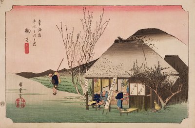 Herbaciarnia w Mariko, z cyklu „53 stacje na szlaku wschodniego wybrzeża”, 1833 (drewnodruk) autorstwa Utagawa Hiroshige