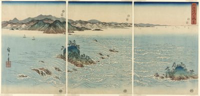 Naruto Strait, Awa P Lovinse (policja prefektury Naruto) autorstwa Utagawa Hiroshige