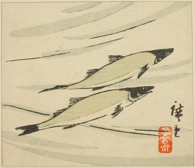 Pstrąg, część arkusza harimaze autorstwa Utagawa Hiroshige