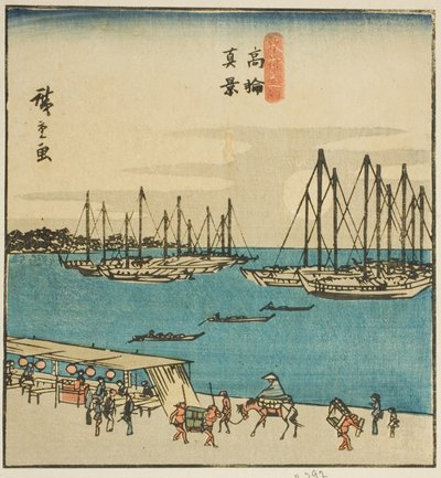 True View of Takanawa (Takanawa shinkei), fragment arkusza z serii „Słynne miejsca we wschodniej stolicy (Toto meisho)” autorstwa Utagawa Hiroshige