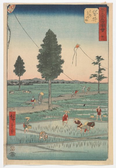 Twenty-Eight, Fukuroi, okres Edo, 1855 (kolorowy drzeworyt) autorstwa Utagawa Hiroshige