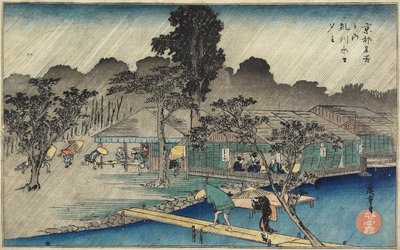 Zmierzch na brzegu Tadasu, ok. 1834 r. autorstwa Utagawa Hiroshige