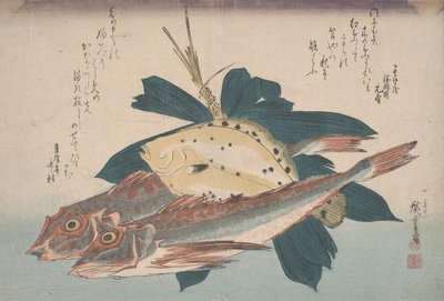 Dwa rewolwery i flądra autorstwa Utagawa Hiroshige