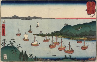 Uraga w prowincji Sagami, lipiec 1858 r. autorstwa Utagawa Hiroshige