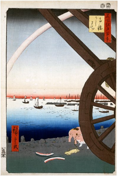 Ushimachi, Takanawa Sto słynnych widoków Edo, 1856-1858. autorstwa Utagawa Hiroshige