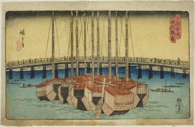 Widok mostu Eitai (rysunek mostu Eitai), z serii tee autorstwa Utagawa Hiroshige