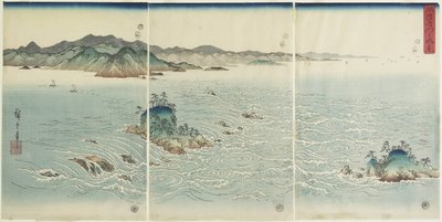 Widok wirów w prowincji Awa, 1857 autorstwa Utagawa Hiroshige