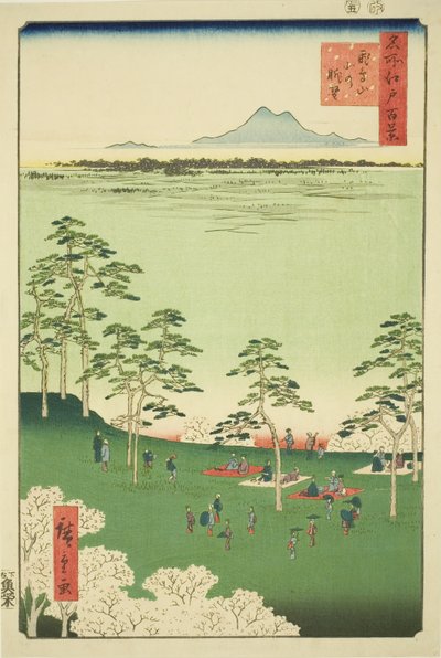Widok i Te rth z Asuka Hikil (Asukayama Kita no Chobo), z serii Te „Ridge dre d fa nets Widoki Edo (Sto słynnych widoków Edo)” autorstwa Utagawa Hiroshige