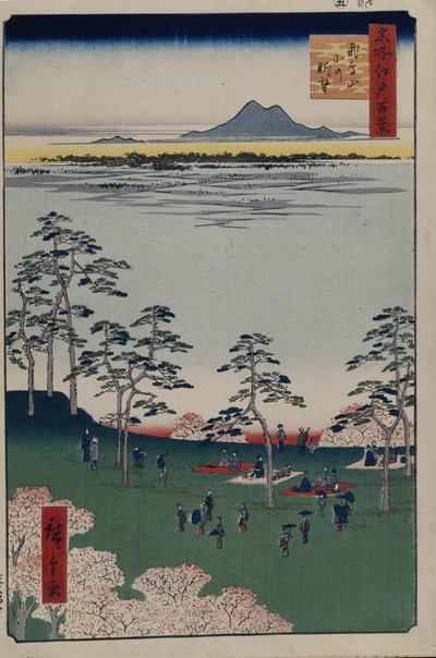 Widok na północ od Asukayama Sto słynnych widoków Edo, 1856-1858 autorstwa Utagawa Hiroshige