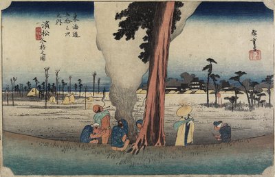 Scena zimowa, Hamamatsu, ok. 1833 r. autorstwa Utagawa Hiroshige