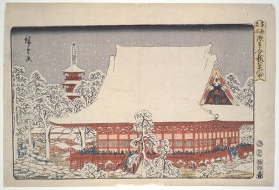 Targi na koniec roku w Kinryuzan Asakusa: słynne miejsca wschodniej stolicy autorstwa Utagawa Hiroshige
