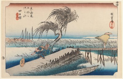 Yokkaichi, San Cho Kwa, Stacja 44, z serii Pięćdziesiąt trzy stacje autostrady Tokaido, 1834 (kolorowy drzeworyt) autorstwa Utagawa Hiroshige