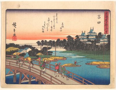 Yoshida, z serii Pięćdziesiąt trzy stacje szlaku Tōkaidō autorstwa Utagawa Hiroshige