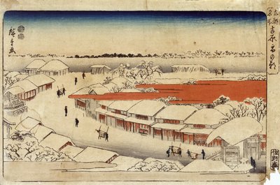 Yoshiwara Yuki no Asa, 1850 (kolorowy drzeworyt) (kolorowy drzeworyt) autorstwa Utagawa Hiroshige
