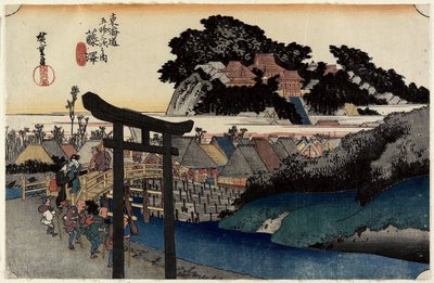 Yugyo_ji Temle, Fujisawa, c. 1833 autorstwa Utagawa Hiroshige
