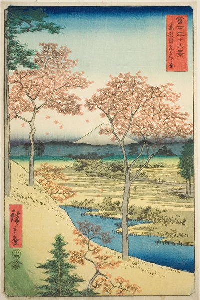 Yuhi Hill w Meguro we wschodniej stolicy (Toto Meguro Yuhigaoka), z serii „Trzydzieści sześć widoków na górę Fuji (Fuji sanjurokkei)” autorstwa Utagawa Hiroshige