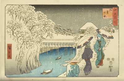 Ochanomizu (kolorowy drzeworyt) autorstwa Utagawa II Hiroshige