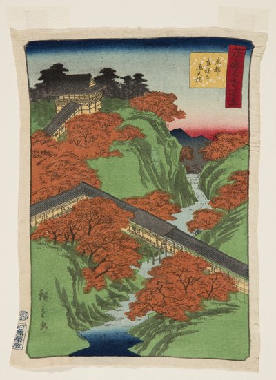 Most Ts?ten w świątyni T?fuku-ji, Kioto (Ky?to T?fuku-ji Ts?tenky?) (kolorowy drzeworyt) autorstwa Utagawa II Hiroshige