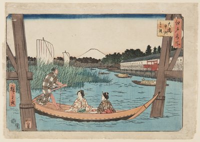 ?? Mostek, numer, trójzębny (to jest DBock p Hayashi t) autorstwa Utagawa II Hiroshige