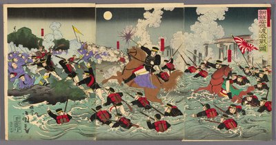 Ostra walka w Anseoneg CRossing Member Correa autorstwa Utagawa Kokunimasa