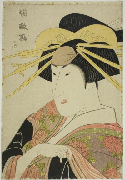 Portret aktora w kobiecym stroju autorstwa Utagawa Kunimasa