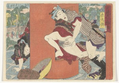 Spotkanie w świątyni Erotyczna droga do stolicy (tytuł serii) autorstwa Utagawa Kunisada (I) (attributed to)
