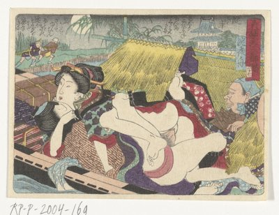 Prom w Yodo .miejsce postoju Erotyczna droga do stolicy (tytuł serii) autorstwa Utagawa Kunisada (I) (attributed to)
