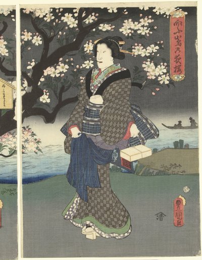 Wieczorny spacer wzdłuż rzeki autorstwa Utagawa Kunisada (I)