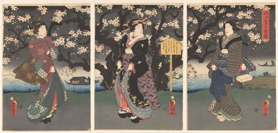 Wieczorny spacer wzdłuż rzeki autorstwa Utagawa Kunisada (I)