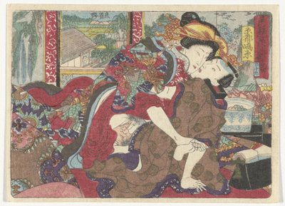 Miejsce postoju Kioto? Erotyczna droga do stolicy (tytuł serii) autorstwa Utagawa Kunisada (I)