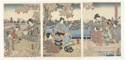 Wiosenny bankiet dla wschodniego Genji Azuma Genji hana no yuen (tytuł na obiekcie) autorstwa Utagawa Kunisada (I)