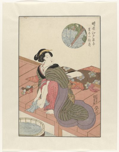 Inari Temp Inari . wuja S Choon Heden Ui t Edo Jisei Ed Kanoko autorstwa Utagawa Kunisada (I)