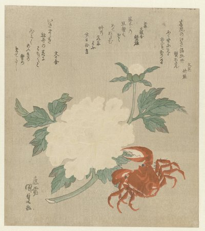 Piwonia z krabem autorstwa Utagawa Kunisada (I)