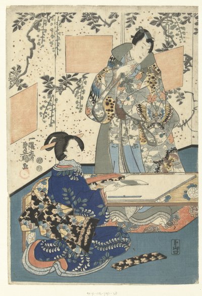 Książę Genji i dama dworska autorstwa Utagawa Kunisada (I)