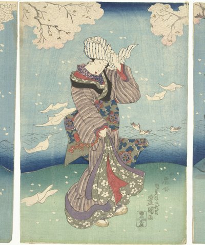 Burzliwy dzień na rzece Sumida Osiem widoków Edo (tytuł serii) autorstwa Utagawa Kunisada (I)